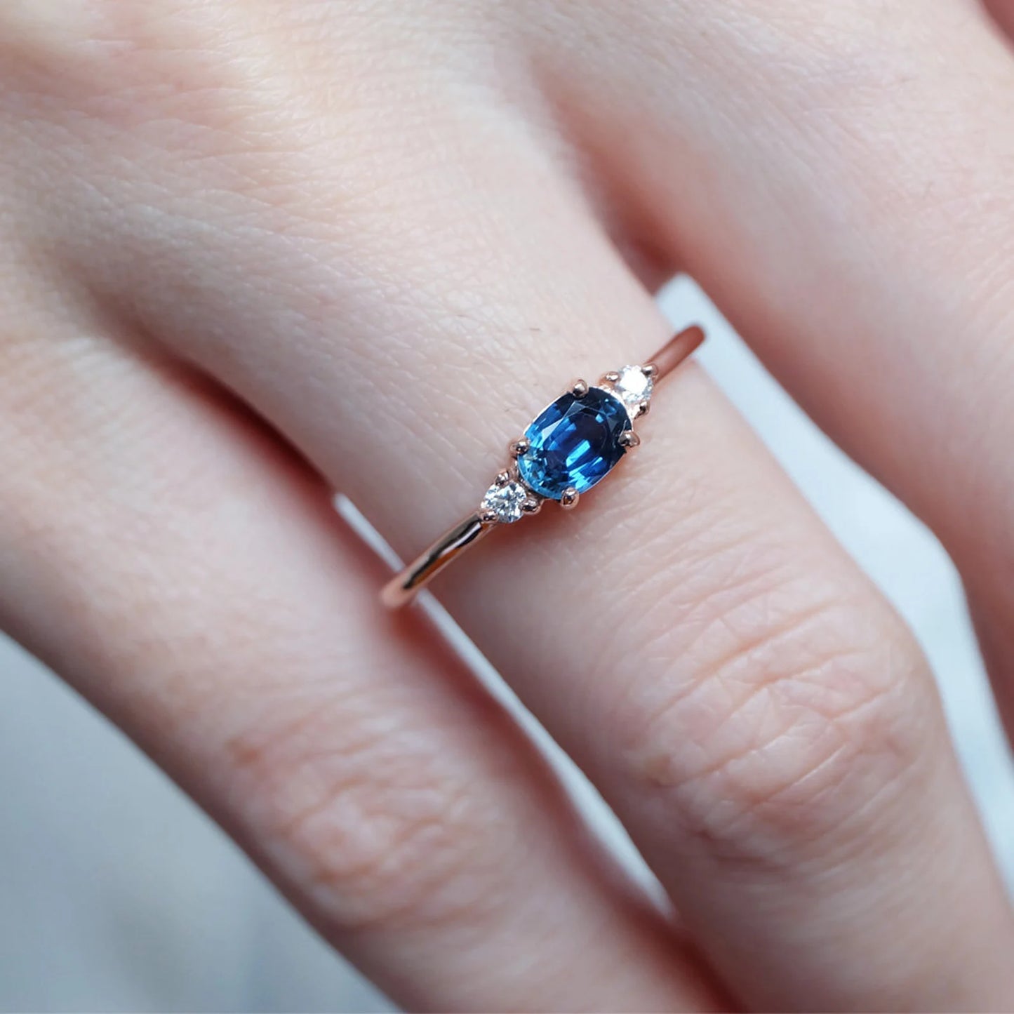 14K Gold Oval Sapphire and Diamond Ring